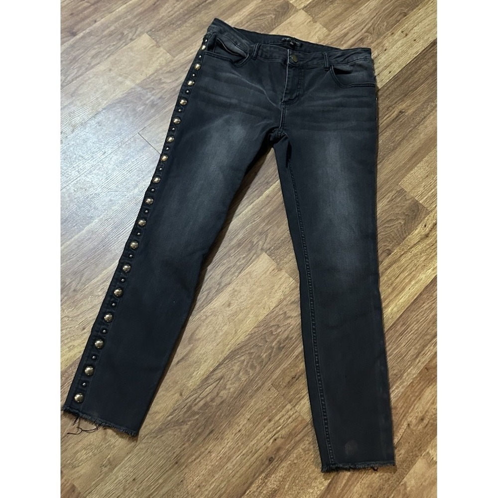 Romeo & Juliet Couture Black‎ Skinny Jeans Womens L Studded Raw Hem Rocker
